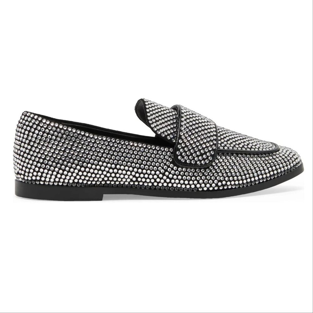 Jeffrey Campbell Velvit Penny Loafers Size 8 Rhinestone Apron Toe Flats NEW - Picture 2 of 12